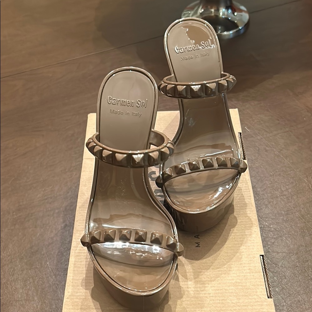 COPY - Carmen Sol Studded Sandals in Taupe